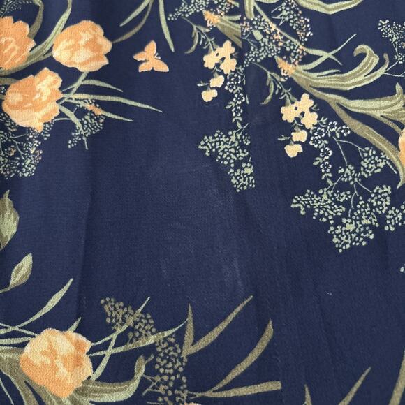 Reformation Navy Floral Tie Straps Fit Flare Nikita Midi Dress Sz 8 Viscose - Picture 14 of 14